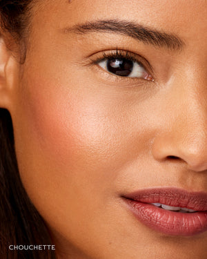 Close up of model wearing Baby Cheeks in Chouchette.