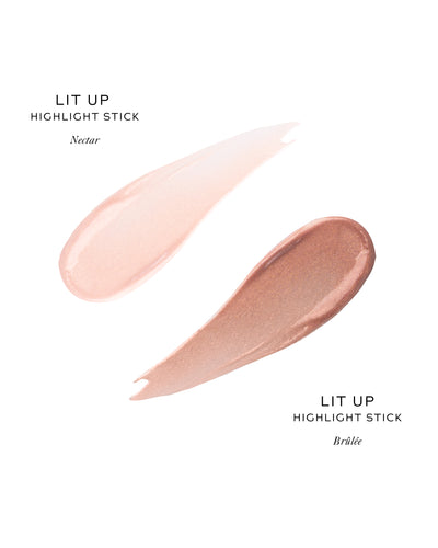 Swatches of the two shades on grey background.