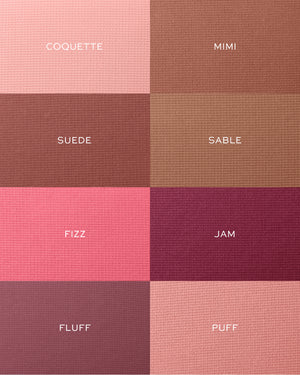 Color swatches with names labeled in a grid pattern